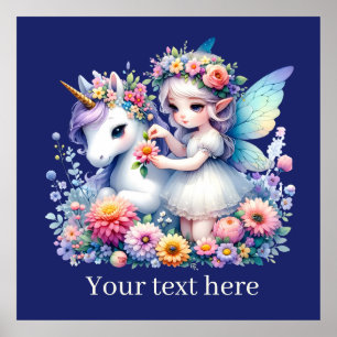 girls unicorn Fairy fantasy add message Poster
