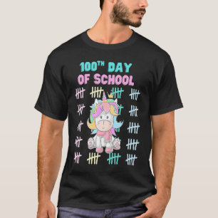 Girls Unicorn Happy 100th Day of School Students T T-Shirt