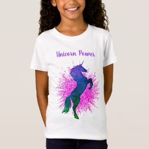 Girls "Unicorn Power" Unicorn & Glitter Purple T-Shirt