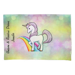 Girl's Unicorn & Rainbow Dreams Custom Name Pillowcase