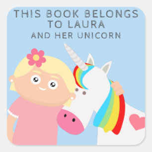 Girls Unicorn Square Sticker