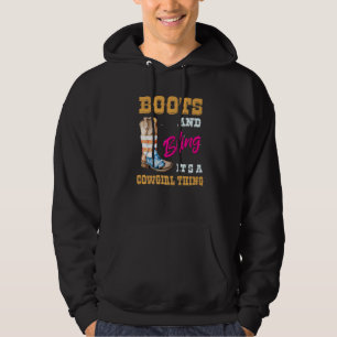 Girls Usa Flag Boots Bling Its A Cowgirl Thing Cut Hoodie