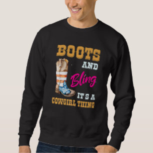 Girls Usa Flag Boots Bling Its A Cowgirl Thing Cut Sweatshirt
