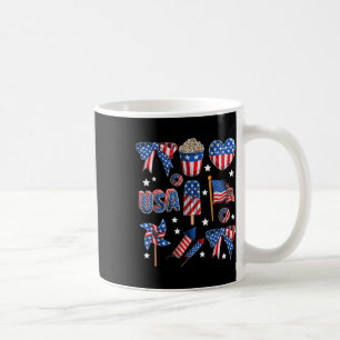 Girls Usa Flag Fireworks Bows Patriotic 4th Of Jul Coffee Mug