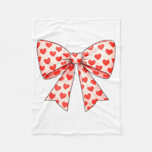 Girls Valentine Heart Bow Cute Valentines Day Teen Fleece Blanket