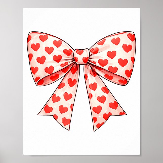 Girls Valentine Heart Bow Cute Valentines Day Teen Poster (Front)