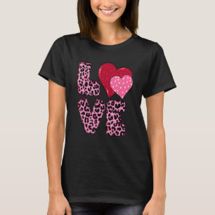 Girls Valentine Love Pink Leopard Heart Arrow Wome T-Shirt