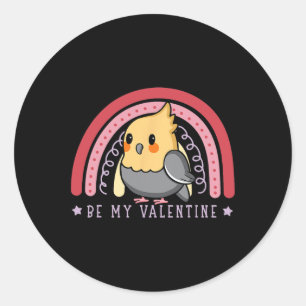 Girls Valentines Atiel Be My Valentine Rainbow Red Classic Round Sticker