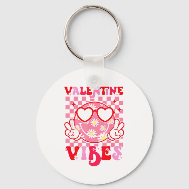 Girls Valentines Day Cute Smile Face Valentine Vib Key Ring (Front)