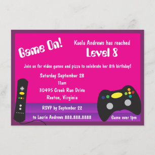 Girl's Video Game Truck Birthday Party Invitation