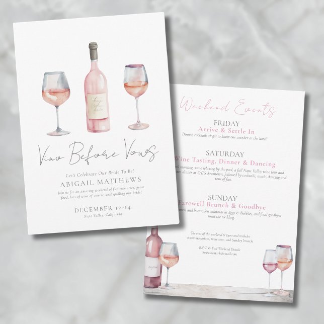 Girls Vino Before Vows Wine Bachelorette Party Invitation (Girls Vino Before Vows Wine Bachelorette Party Invitation)