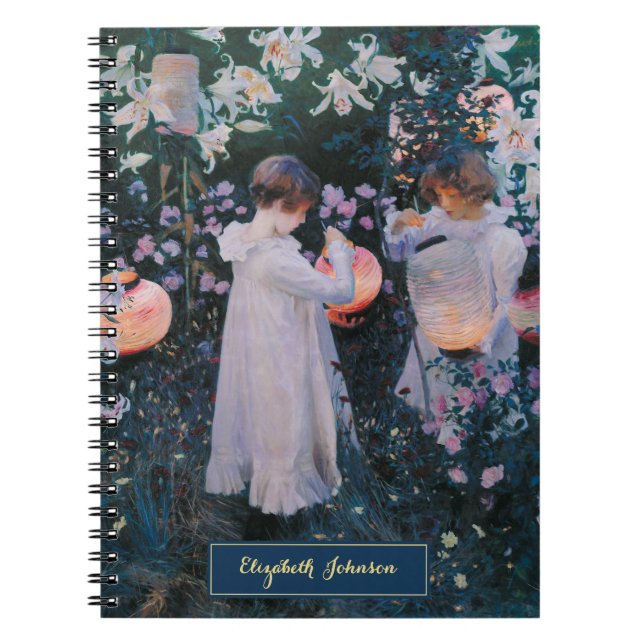 Girls Vintage Art Gold Monogrammed Custom Name Notebook (Front)