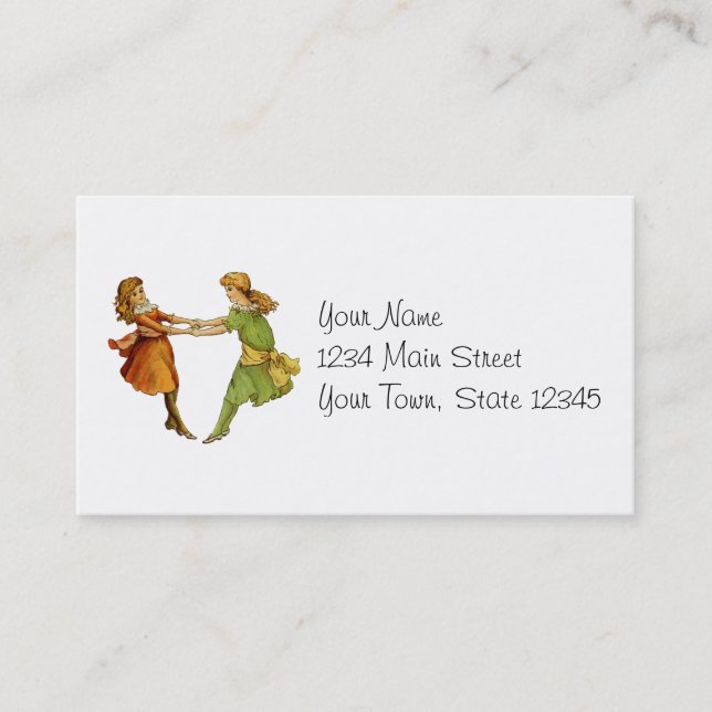 Girls Vintage Best Friends Business Card (Front)