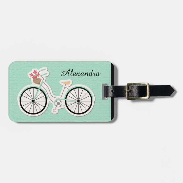 Girl's Vintage Bicycle Luggage Tag (Front Horizontal)