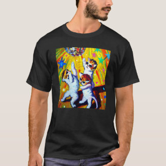 Girls Vintage Cats Dancing with Disco Ball 70s Fun T-Shirt
