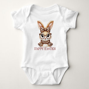Girls' Vintage Easter Charm: Chic Bunny T-Shirt Baby Bodysuit