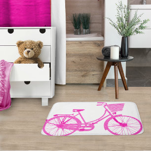 Girl's Vintage Modern Pinkish Purple Bicycle Bath Mat