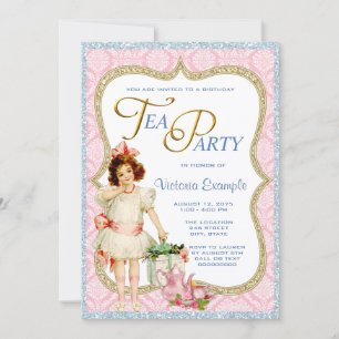 Girls Vintage Tea Party Invitation