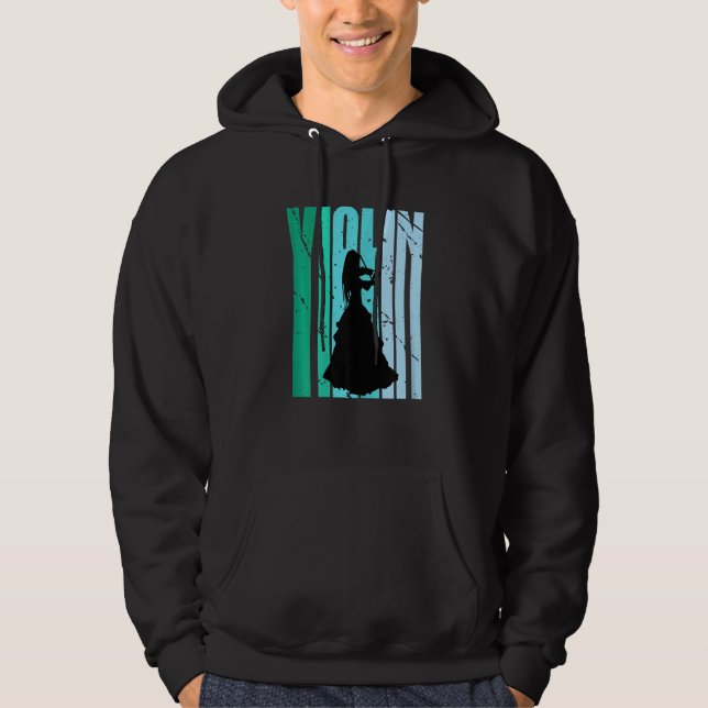 Girls Violin Silhouette Daughters Female Loves Vio Hoodie (Front)