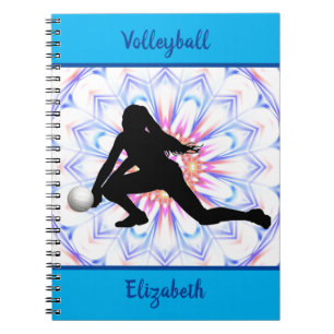 Girls Volleyball Blue Abstract Personalised  Notebook