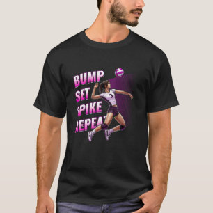 Girls Volleyball Bump Set Spike Repeat Pinkberry S T-Shirt