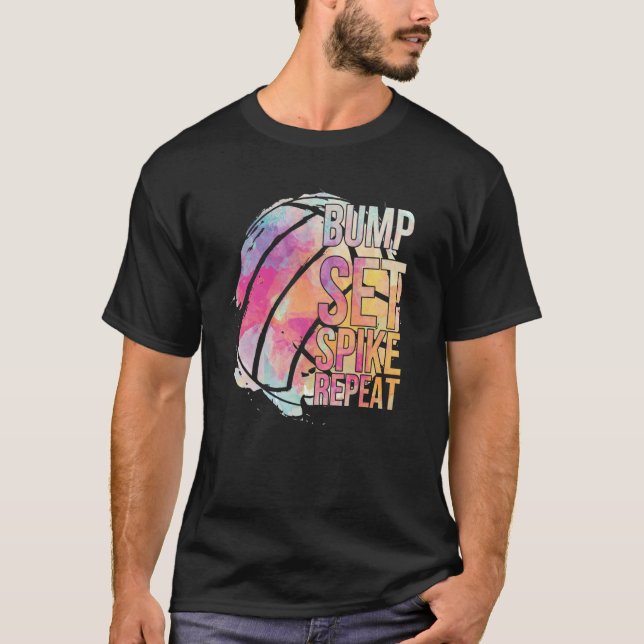 Girls Volleyball Bump Set Spike Repeat Volleyball  T-Shirt (Front)