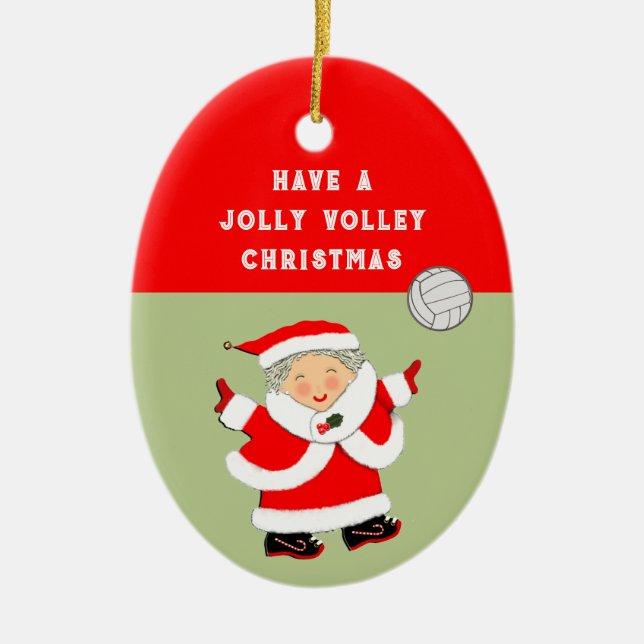 Girls Volleyball Christmas Collectable Ceramic Tree Decoration (Front)