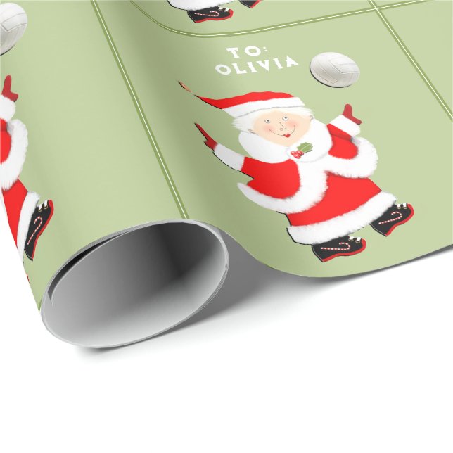 Girls Volleyball Christmas Gift Wrapping Paper (Roll Corner)