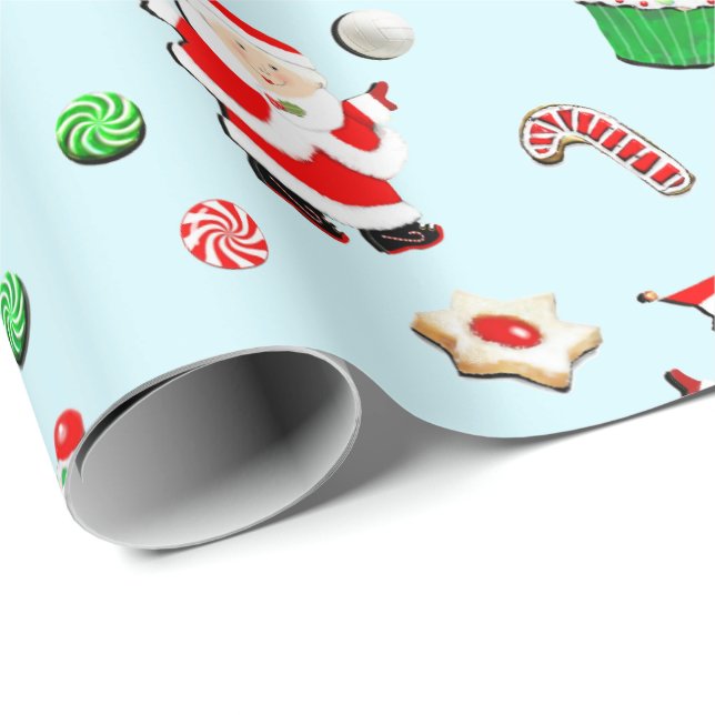 Girls Volleyball Christmas Holiday Wrapping Paper (Roll Corner)