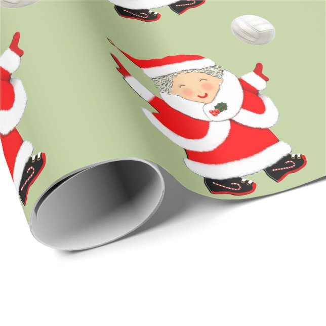 Girls Volleyball Christmas Wrapping Paper (Roll Corner)