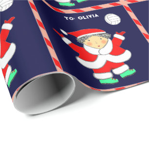 Girls Volleyball Christmas Wrapping Paper