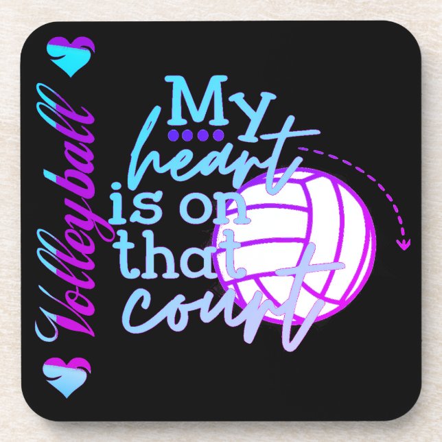 Girls Volleyball My Heart is on that Court     Coaster (Front)