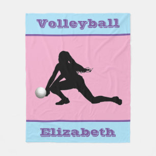 Girl's Volleyball Pink, Blue, Purple Fleece Blanket