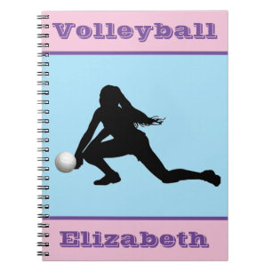 Girls Volleyball Pink, Blue, Purple Notebook