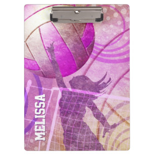 Girls Volleyball Player jumping at the net Clipboard