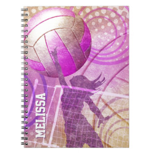 Girls Volleyball Player Pink Purple Notebook
