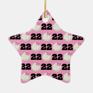 Girls Volleyball Player Uniform Number 22 Ceramic Tree Decoration