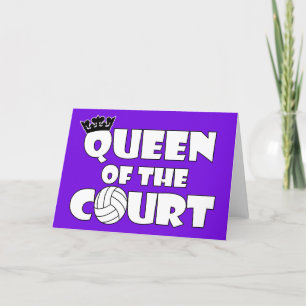 Girls Volleyball Queen of the Court Custom Colour Thank You Card