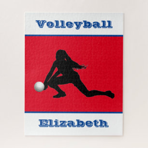 Girls Volleyball Red White Blue Jigsaw Puzzle