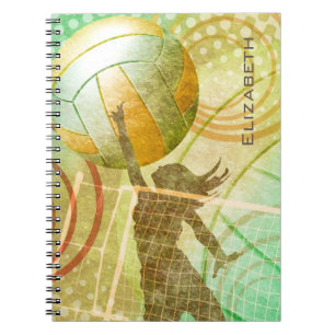 Girls' volleyball sunny gold personalized notebook
