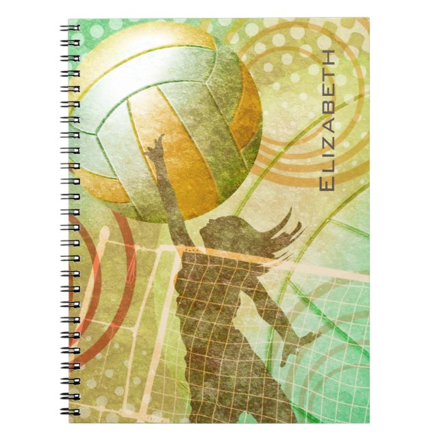 Girls' volleyball sunny gold personalized  notebook (Front)