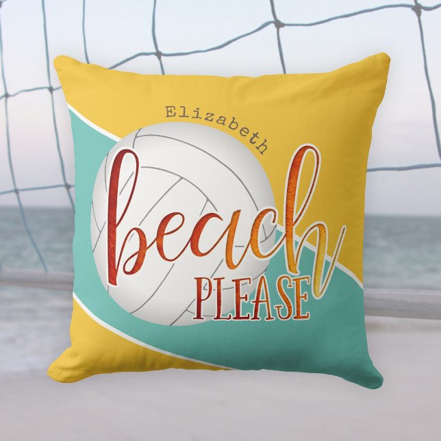 girls' volleyball trendy “beach please” cushion (Creator Uploaded)