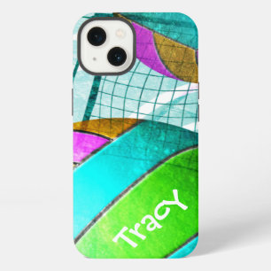 Girls' Volleyball turquoise hot pink iPhone 13 Case