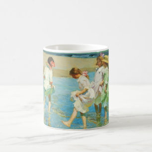 Girls Walking in Water at the Seaside Coffee Mug