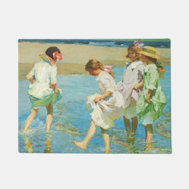 Girls Walking in Water at the Seaside Doormat (Front)