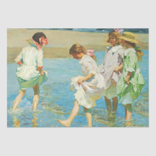 Girls Walking in Water at the Seaside Tissue Paper (Front)