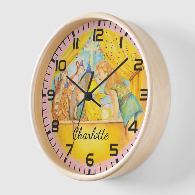 Girls Wall Clock - Winnie The Pooh (Angle)