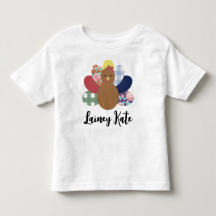 Girls Watercolor Plaid Floral Turkey Toddler T-sh T-Shirt