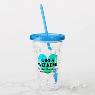 Girls weekend bachelorette party turquoise heart acrylic tumbler