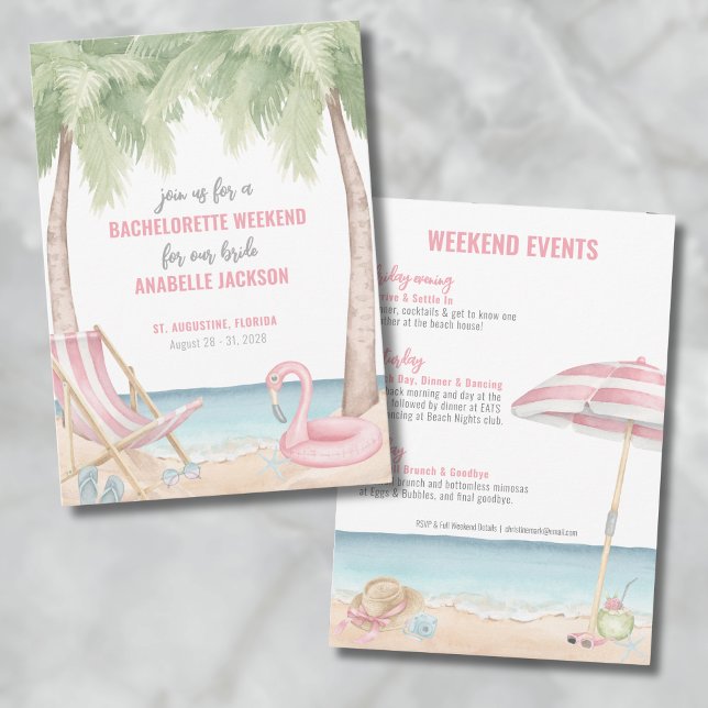 Girls Weekend Beach Bachelorette Party Invitation (Girls Weekend Beach Bachelorette Party Invitation)